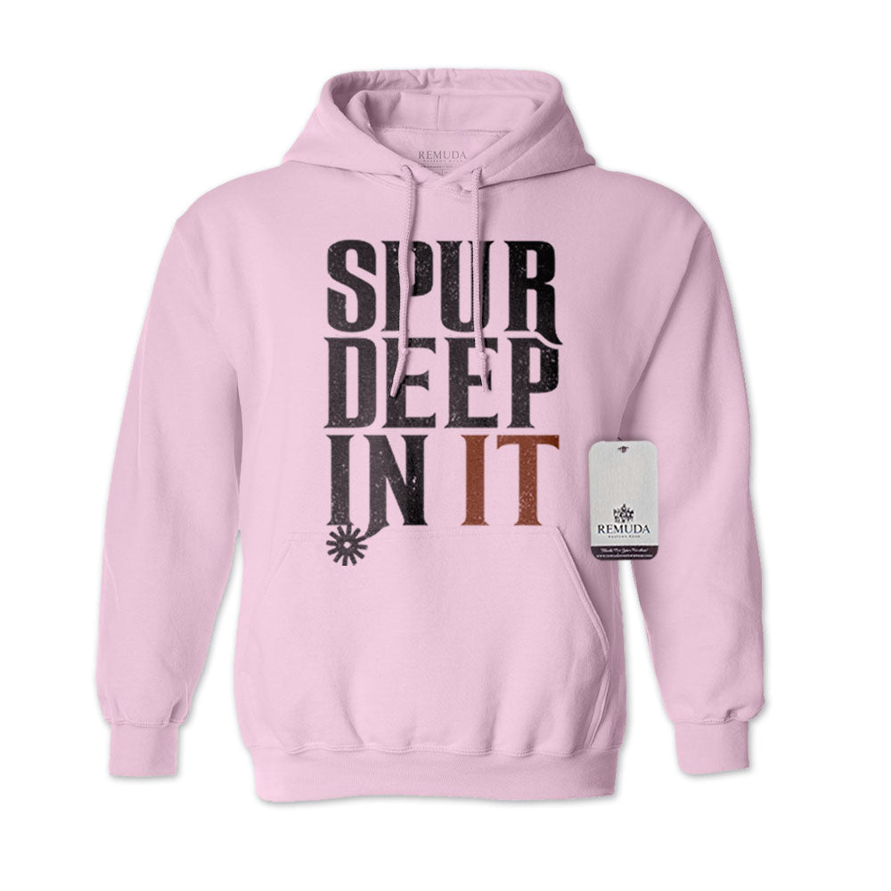 Spur Deep In It Adult Unisex Western Hoodie Light Pink