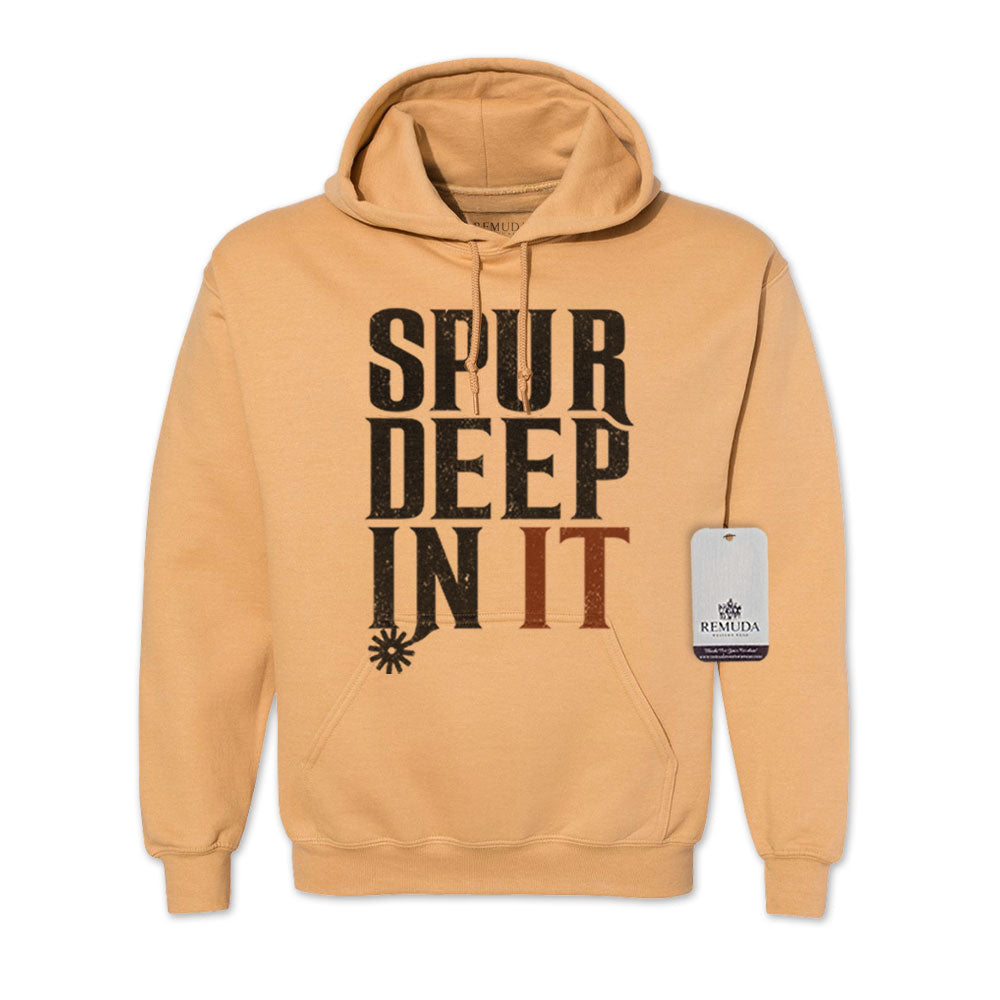 Spur Deep In It Adult Unisex Western Hoodie Old Gold