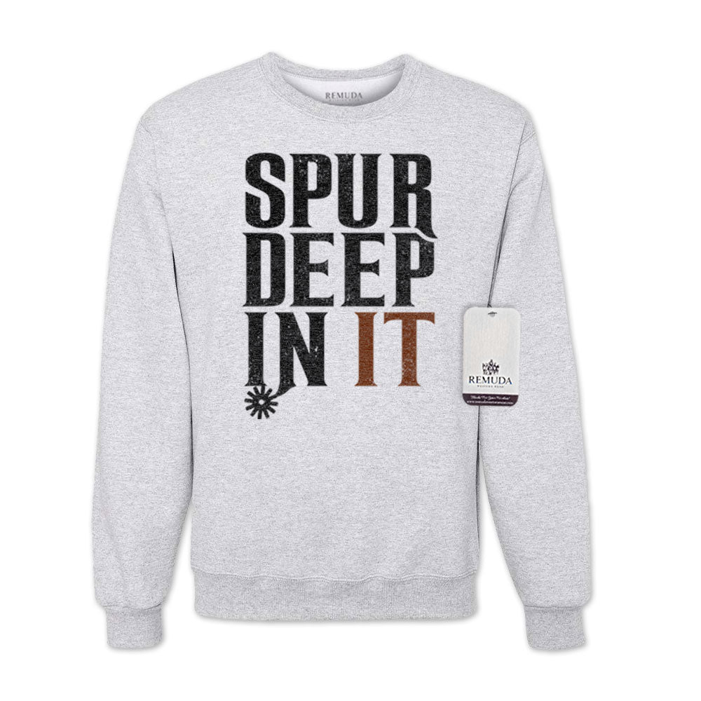Spur Deep In It Adult Unisex Western Sweatshirt Ash Gray