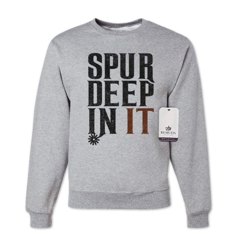 Spur Deep In It Adult Unisex Western Sweatshirt Heather Gray