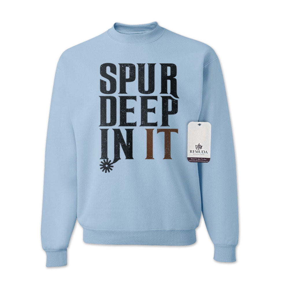 Spur Deep In It Adult Unisex Western Sweatshirt Carolina Blue