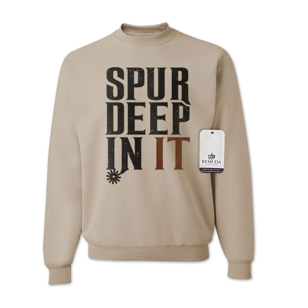 Spur Deep In It Adult Unisex Western Sweatshirt Sandstone