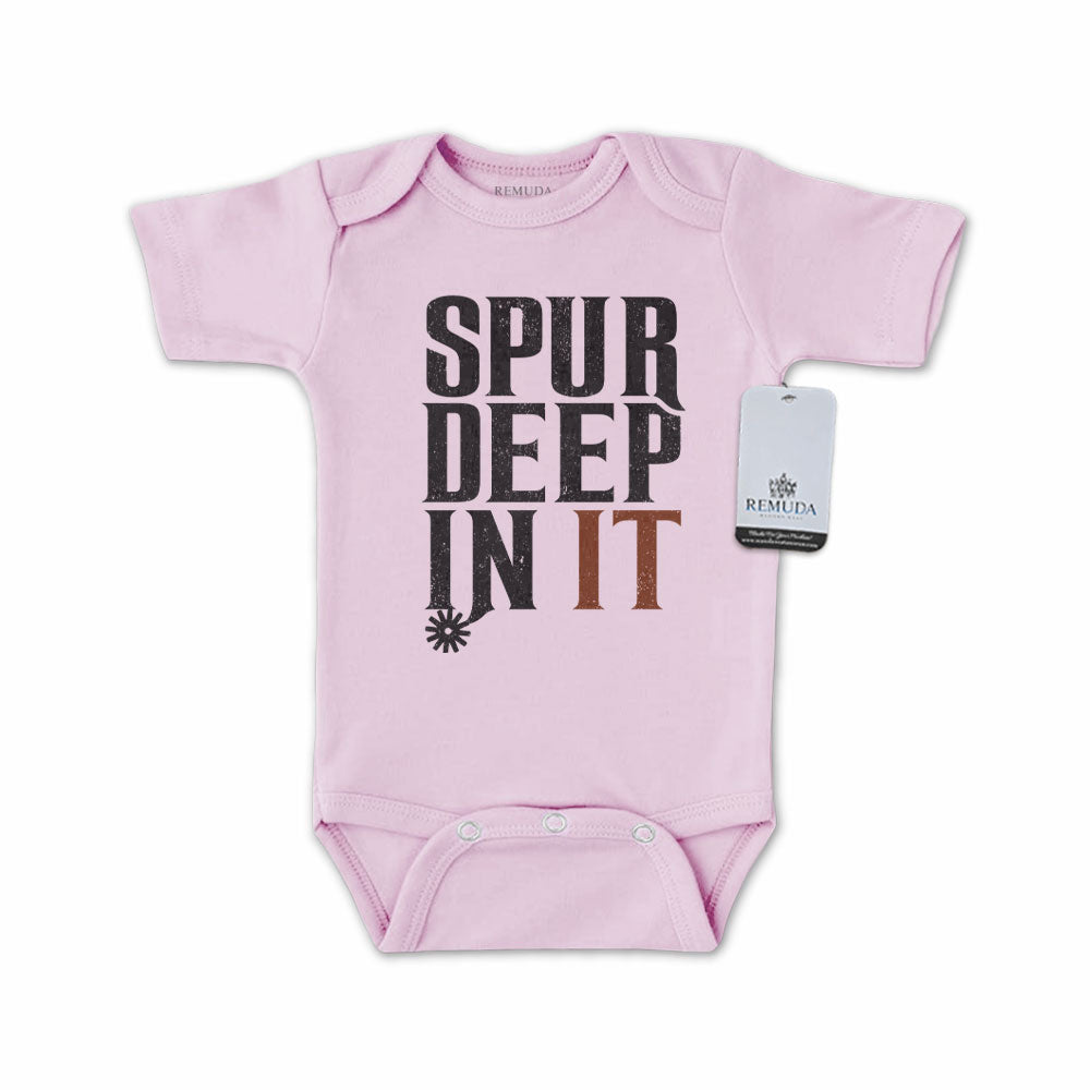Spur Deep In It Infant One Piece Short Sleeve Western Romper Pink