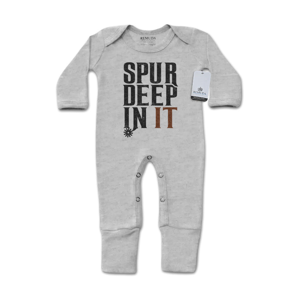 Spur Deep In It - Infant Western One-Piece Footed Pajamas W/Mittens