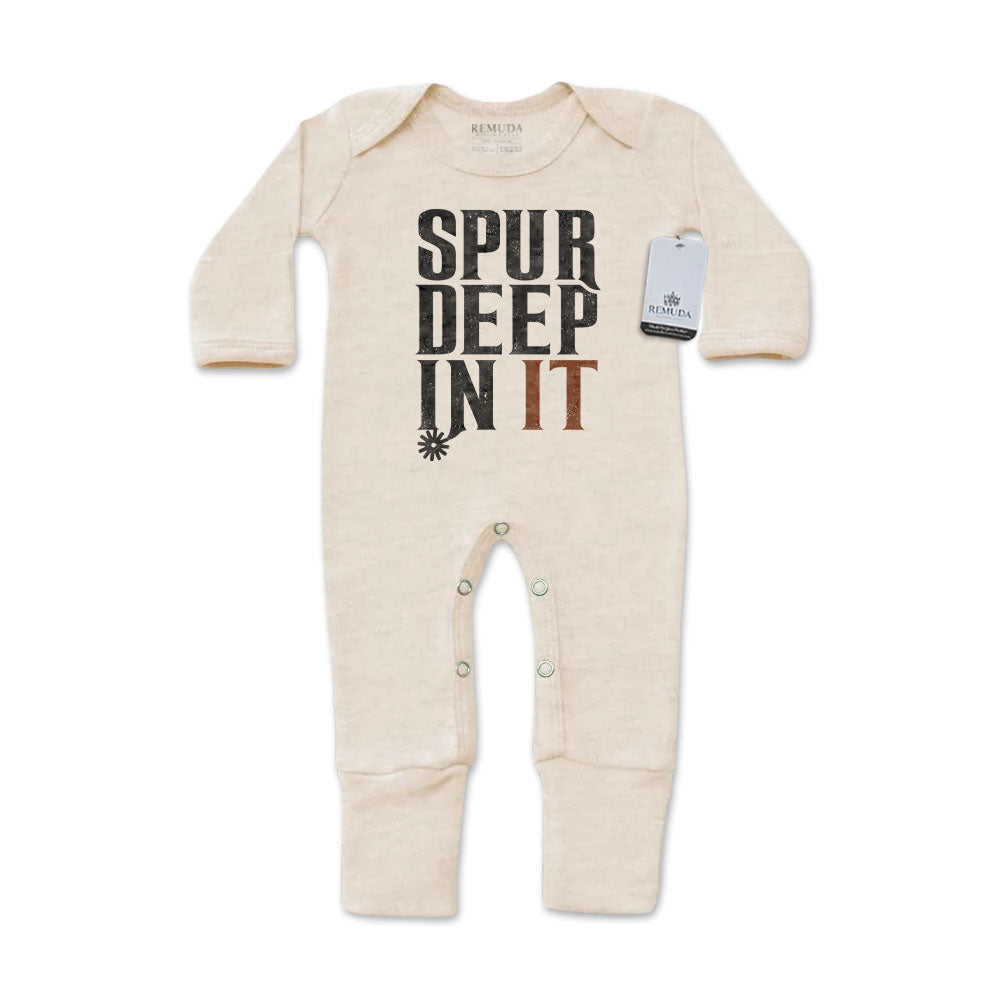 Spur Deep In It - Infant Western One-Piece Footed Pajamas W/Mittens