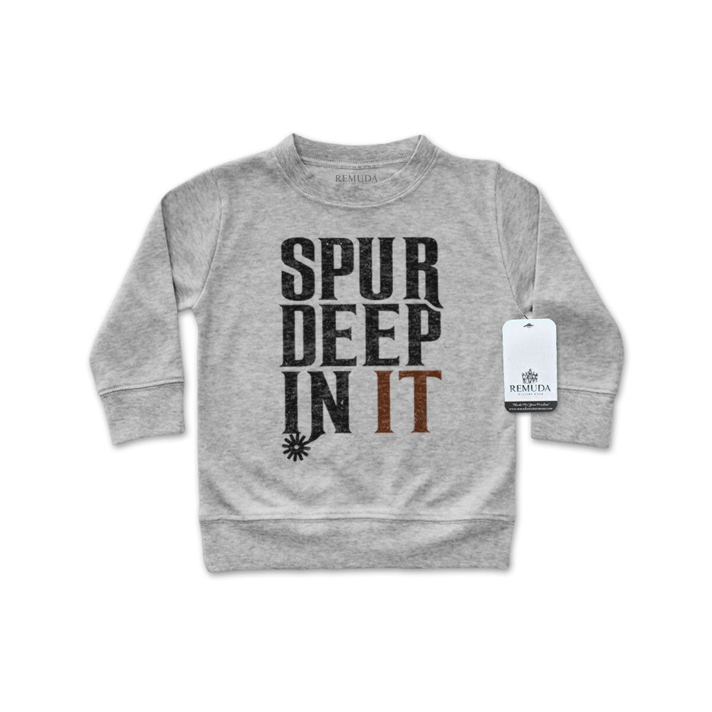 Spur Deep In It Western Infant Long Sleeve Pullover Shirt Gray