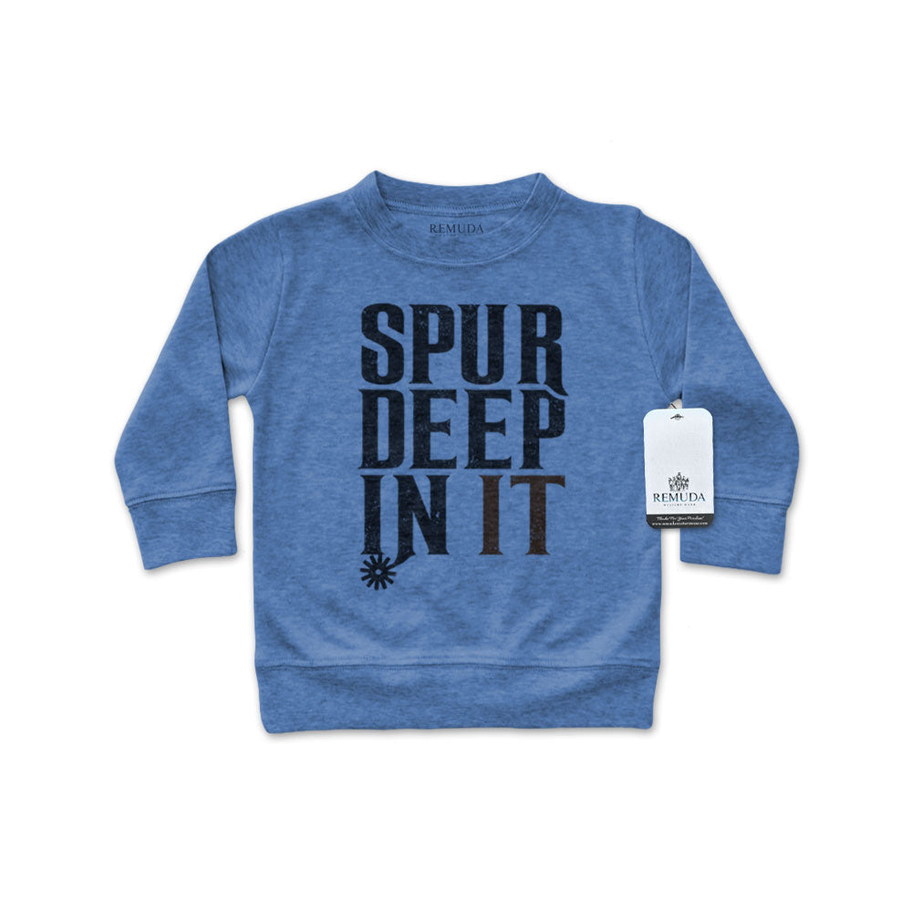 Spur Deep In It Western Infant Long Sleeve Pullover Shirt Medium Heather Blue