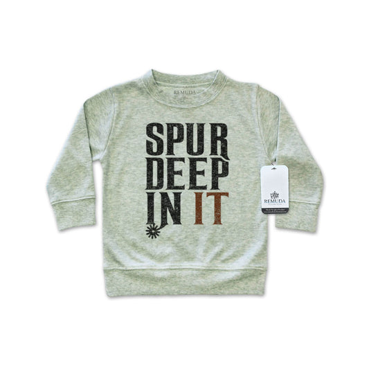 Spur Deep In It Western Infant Long Sleeve Pullover Shirt Heather Sage Green