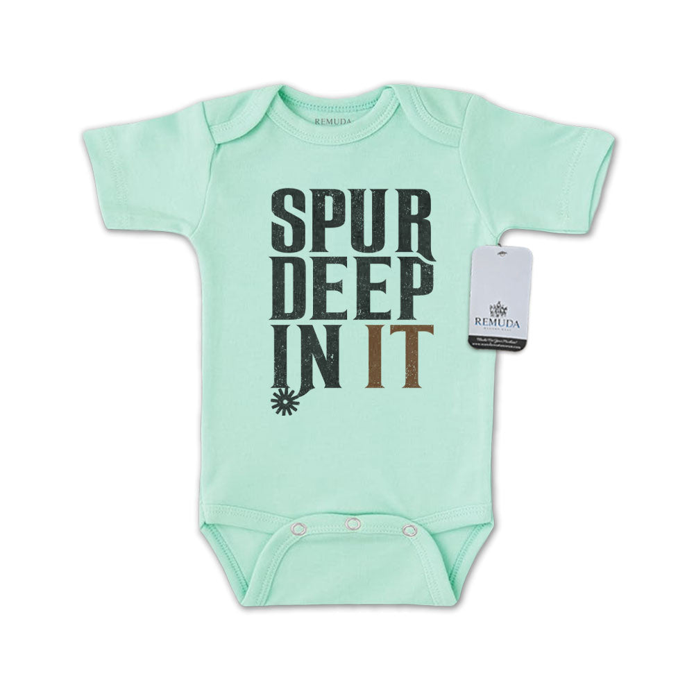 Spur Deep In It Infant One Piece Short Sleeve Western Romper Turquoise