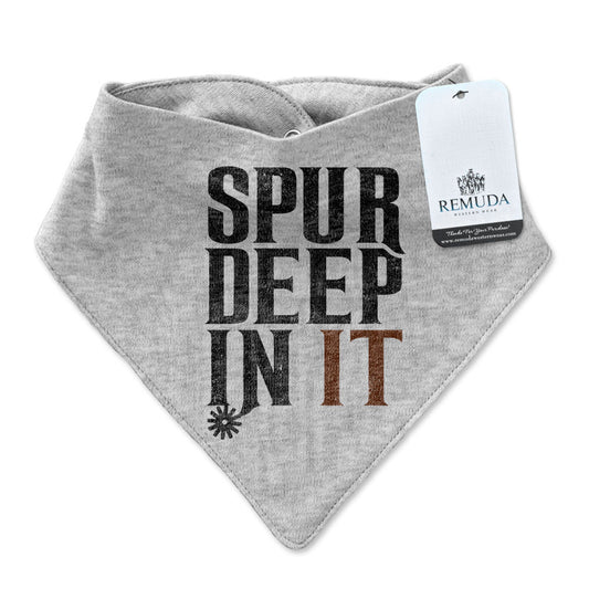 Spur Deep In It Infant / Toddler Western Bandana Bib Gray