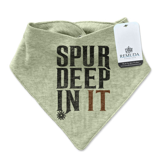 Spur Deep In It Infant / Toddler Western Bandana Bib Heather Sage Gray