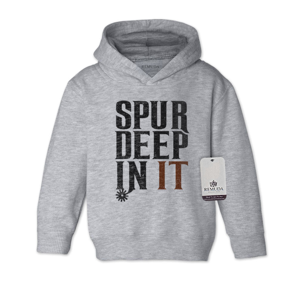 Spur Deep In It Toddler Western Pullover Hoodie Gray