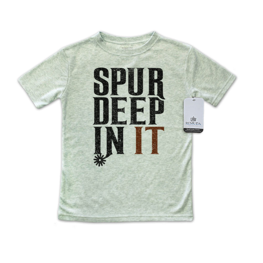 Spur Deep In It Western Toddler Tee T-Shirt Heather Sage Green
