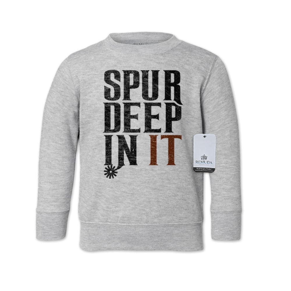 Spur Deep In It Western Toddler Sweatshirt Gray
