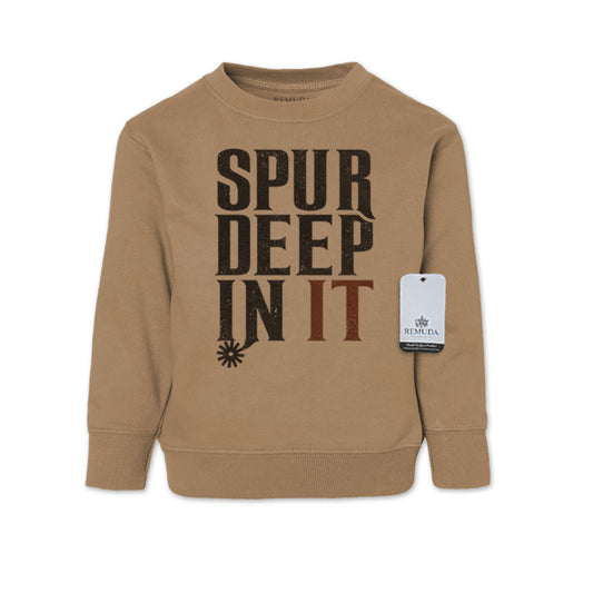 Spur Deep In It Western Toddler Sweatshirt Coyote Brown