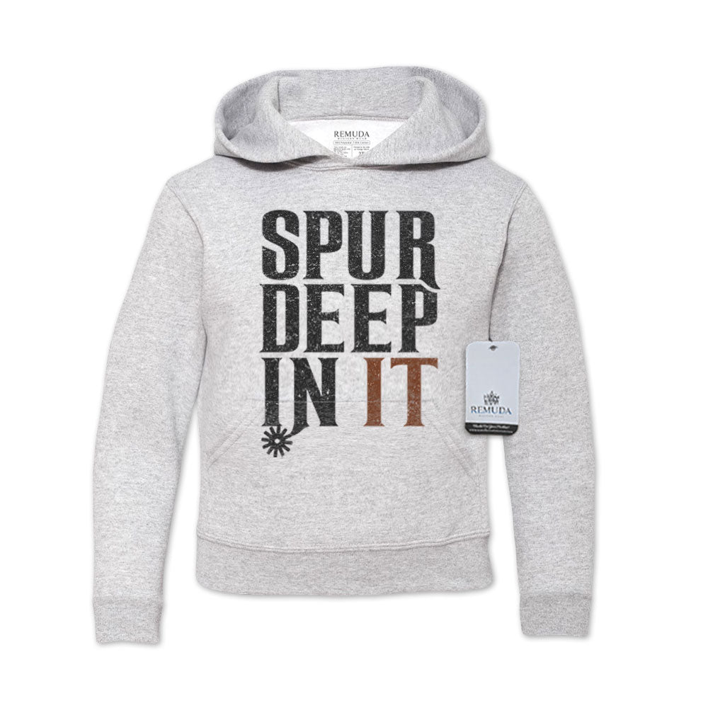 Spur Deep In It Youth Western Pullover Hoodie Ash Gray