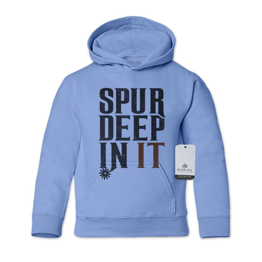 Spur Deep In It Youth Western Pullover Hoodie Carolina Blue