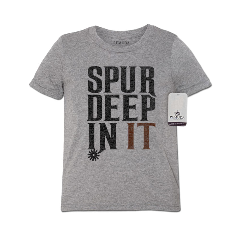 Spur Deep In It Youth Western Tee T-Shirt Gray