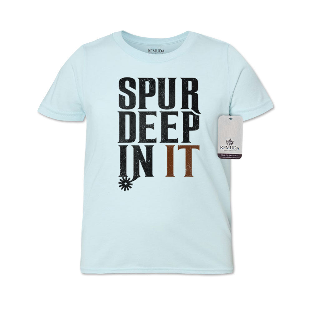 Spur Deep In It Youth Western Tee T-Shirt Light Blue