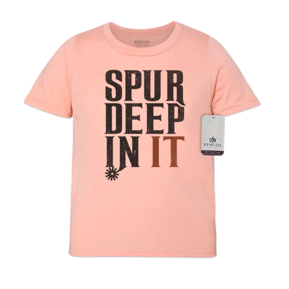 Spur Deep In It Youth Western Tee T-Shirt Peach