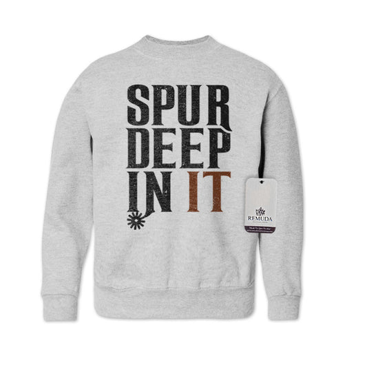 Spur Deep In It Western Youth Sweatshirt Ash Gray