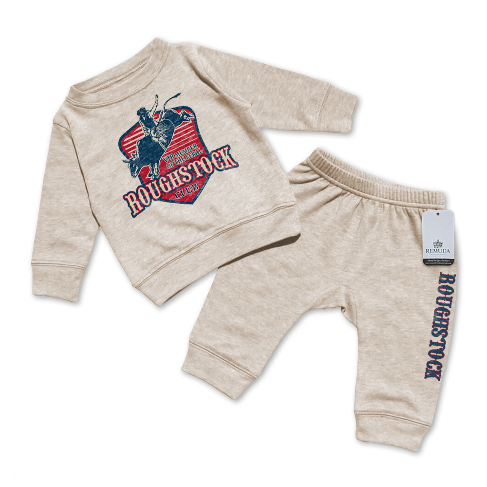 Feral Roughstock Club Infant Western 2 Piece Sweatsuit Oatmeal