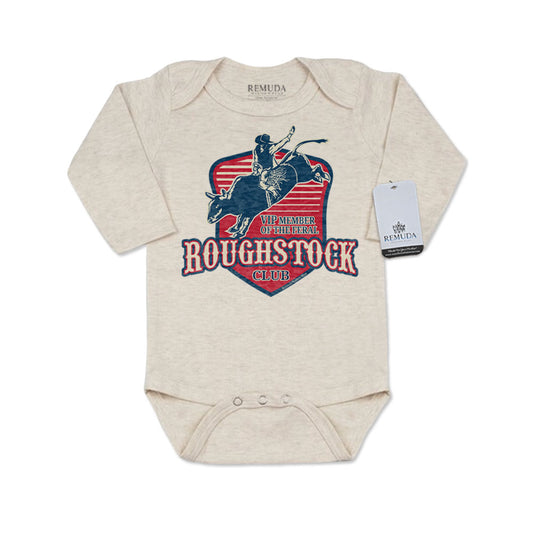 Feral Roughstock Club Infant Long Sleeve One Piece Western Romper Oatmeal