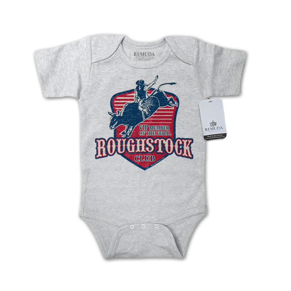 Feral Roughstock Club Infant Short Sleeve One Piece Western Romper Gray