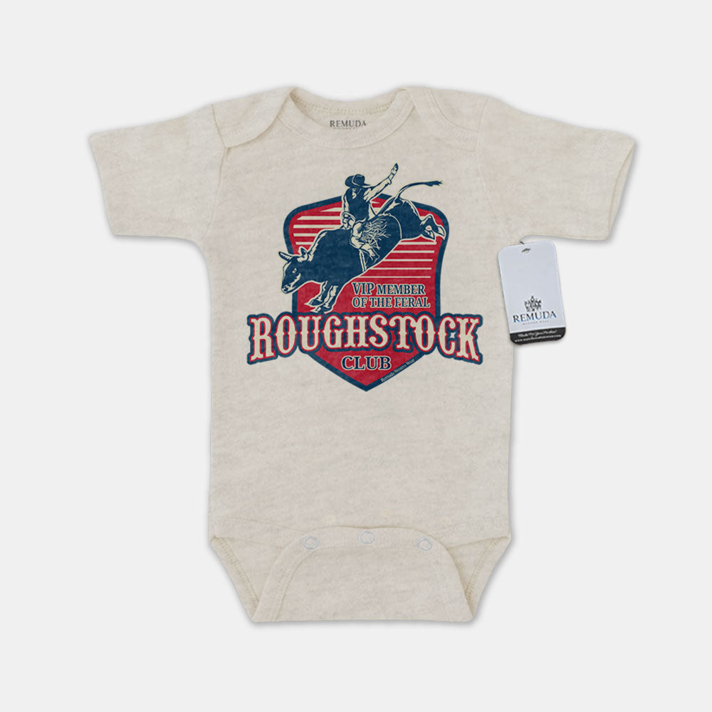 Feral Roughstock Club Infant Short Sleeve One Piece Western Romper Oatmeal