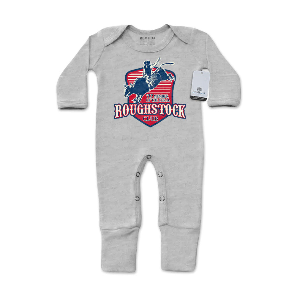 Feral Roughstock Club Infant Western One-Piece Footed Pajamas W/Mittens Gray