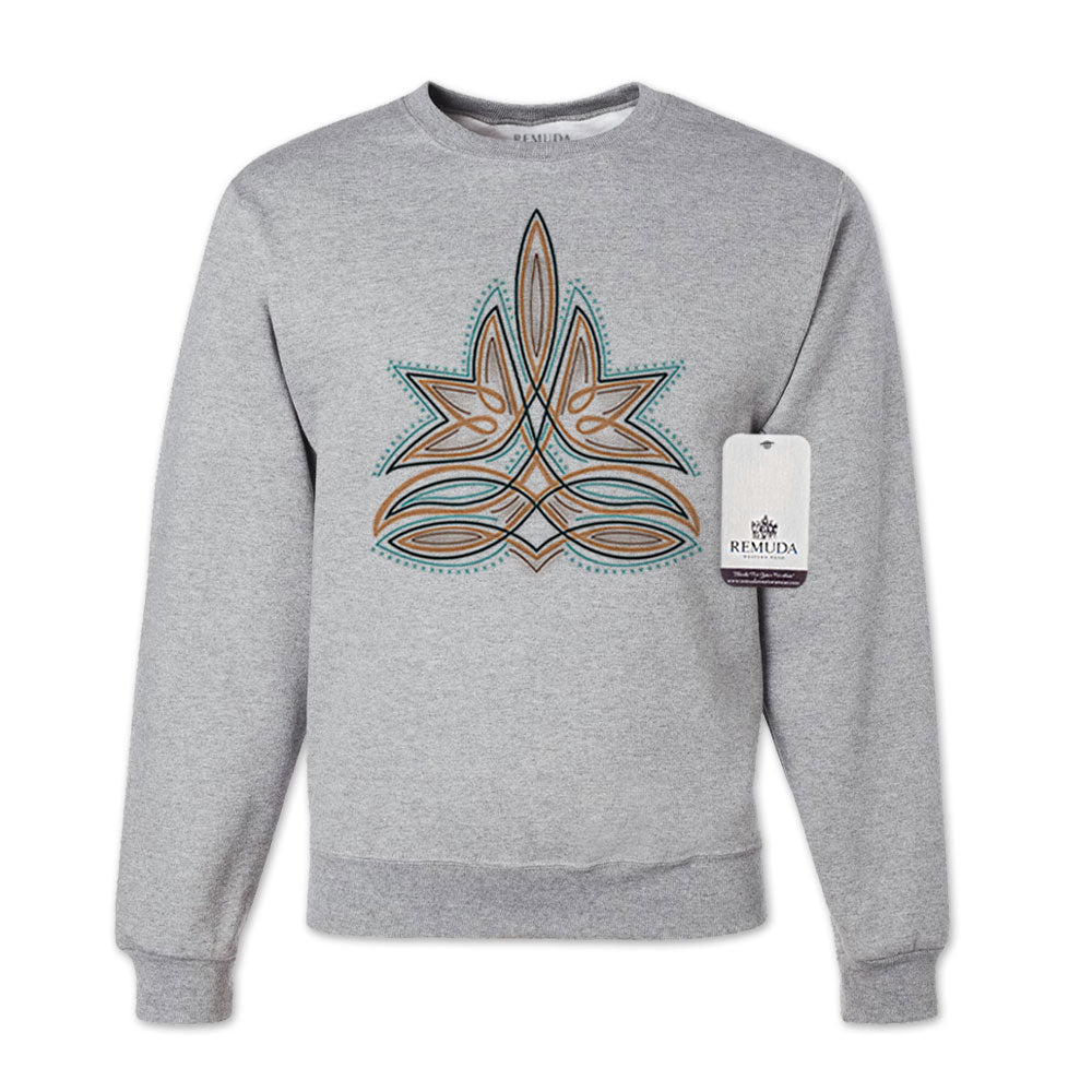 Western Boot Stitch Adult Unisex Western Sweatshirt Heather Gray