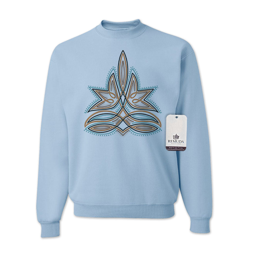Western Boot Stitch Adult Unisex Western Sweatshirt Light Blue