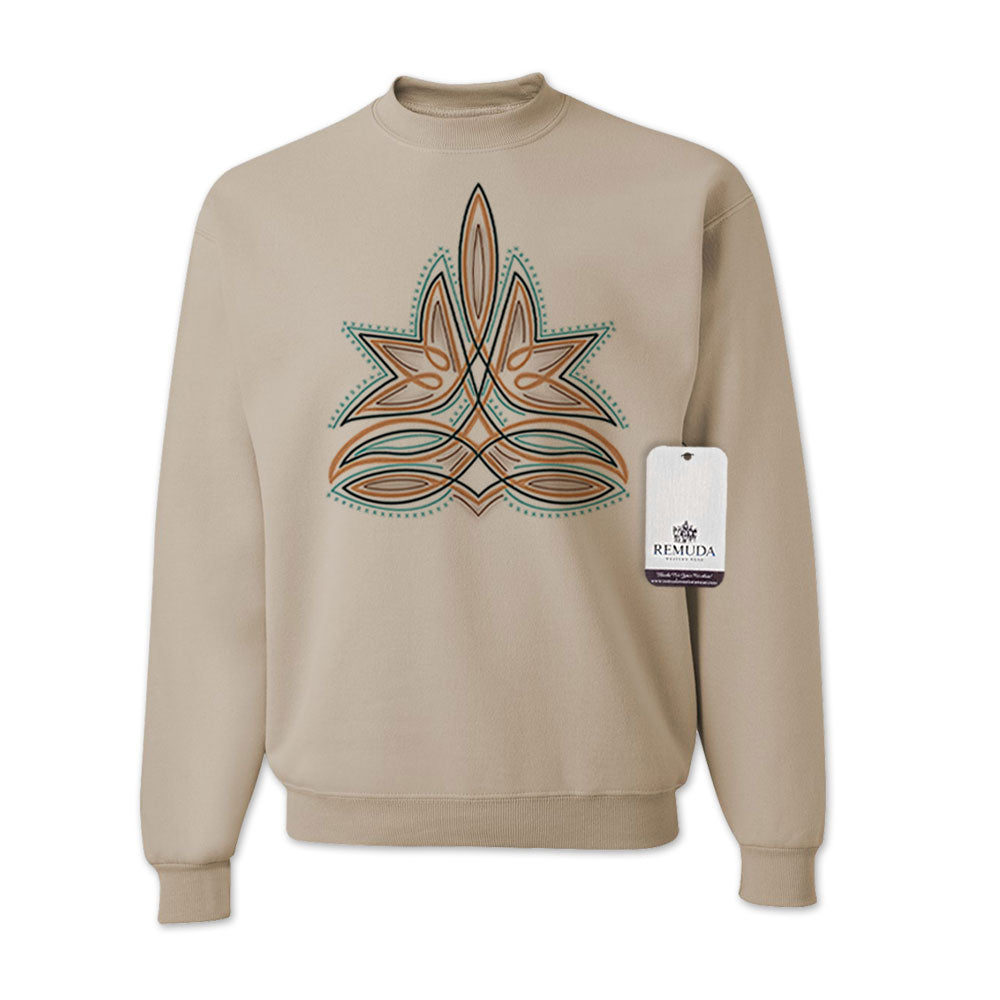 Western Boot Stitch Adult Unisex Western Sweatshirt Sandstone