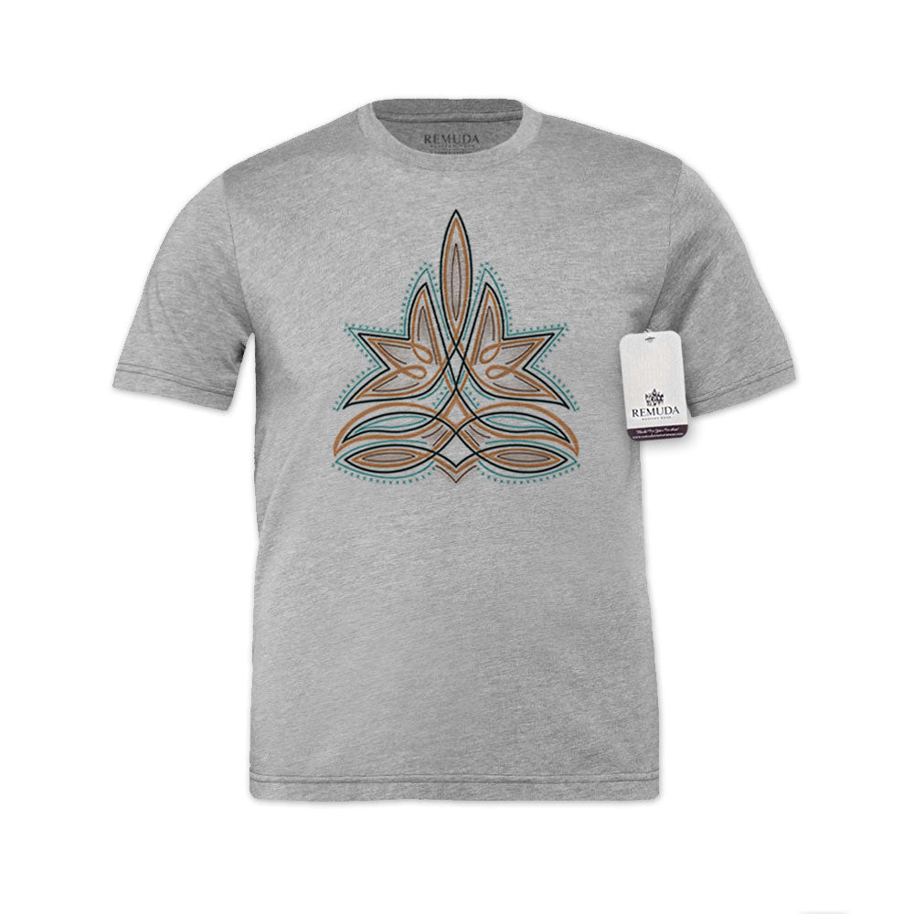 Western Boot Stitch Adult Unisex Western Tee T-Shirt Heather Gray