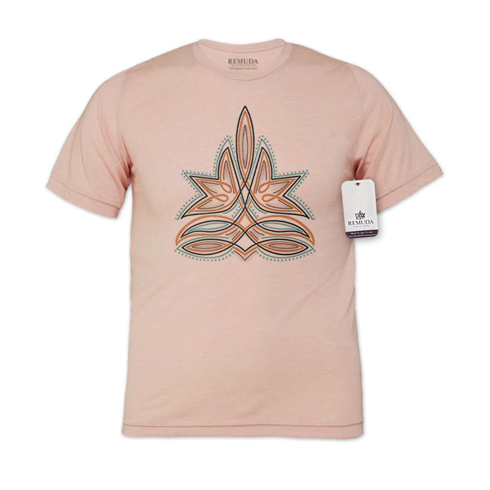 Western Boot Stitch Adult Unisex Western Tee T-Shirt Peach