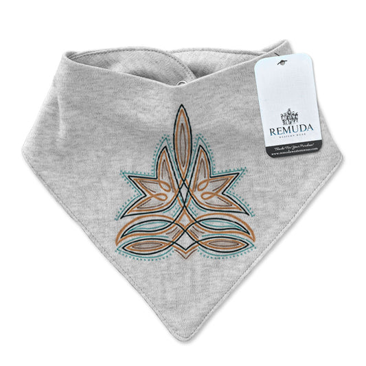 Western Boot Stitch Infant / Toddler Western Bandana Bib Gray