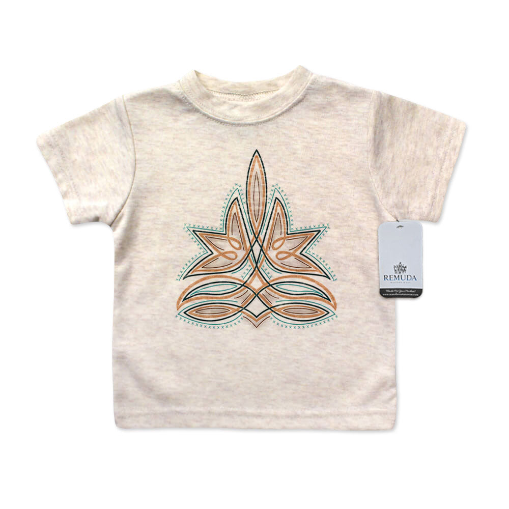 Western Boot Stitch Infant Kids Tee T-Shirt Oatmeal