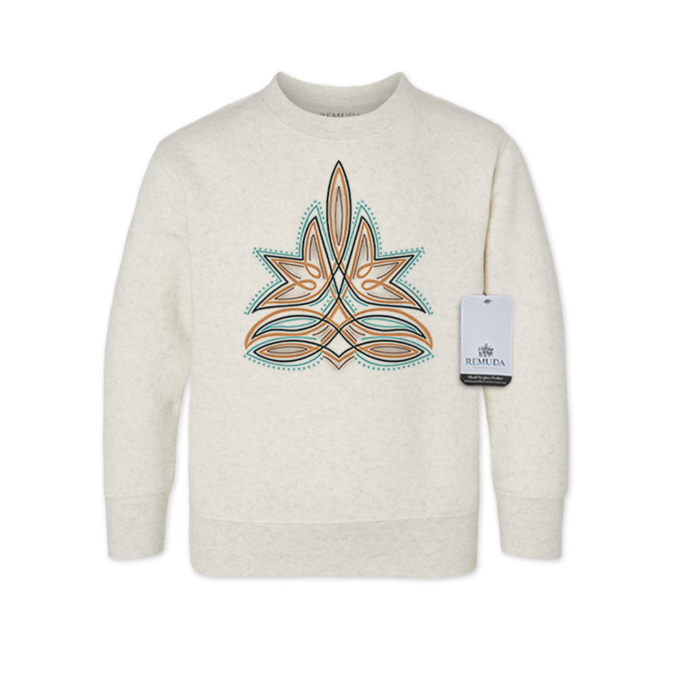 Western Boot Stitch Western Toddler Sweatshirt Oatmeal