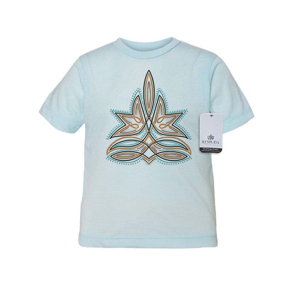 Western Boot Stitch Western Toddler Kids Tee T-Shirt Light Blue