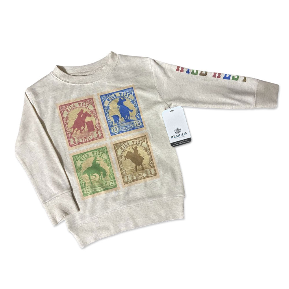Wild West Rodeo Stamps Western Infant Long Sleeve Pullover Shirt Oatmeal