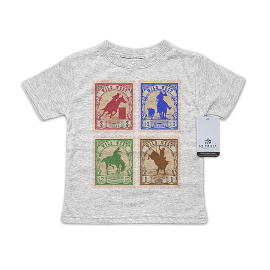 Wild West Rodeo Stamps Infant Kids Western Tee T-Shirt Gray