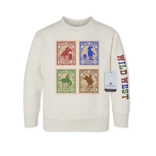 Wild West Rodeo Stamps Western Toddler Sweatshirt Oatmeal