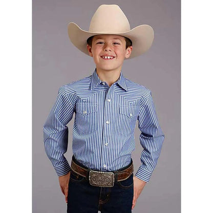 Stetson Candy Stripe (Blue/White) - Boy's Western Shirt