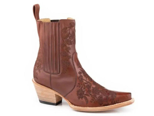 Stetson Cordelia (Brown) - Women's Leather Cowgirl Shoe Boot
