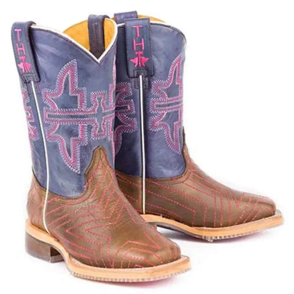 Tin Haul Starlight / Unicorn Sole Purple Little Kids/Big Kids Leather Cowgirl Boots