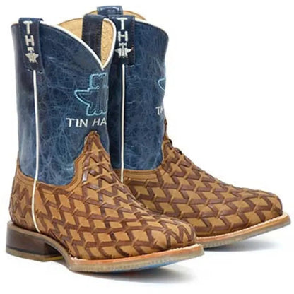 Tin Haul Grill Master / BBQ Party Sole (Blue) - Little Kids/Big Kids Leather Cowboy Boots