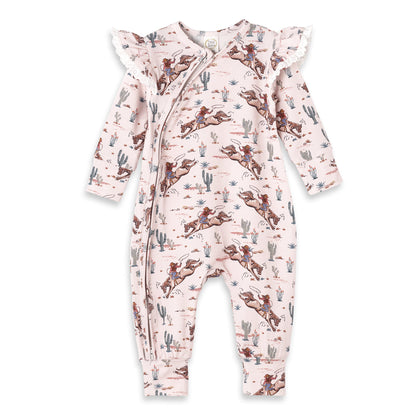Prairie Princess Baby Girl Bamboo Western Zipper Romper