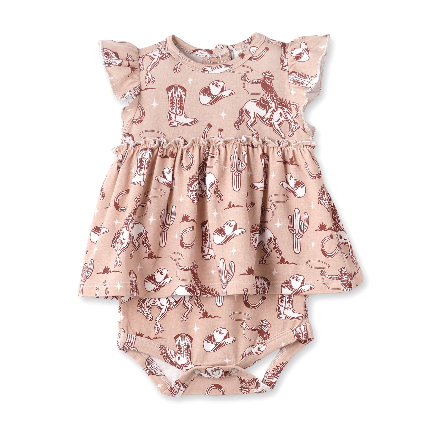 Wild Wrangler/Pink Bamboo Cowgirl Western Skirted Bodysuit