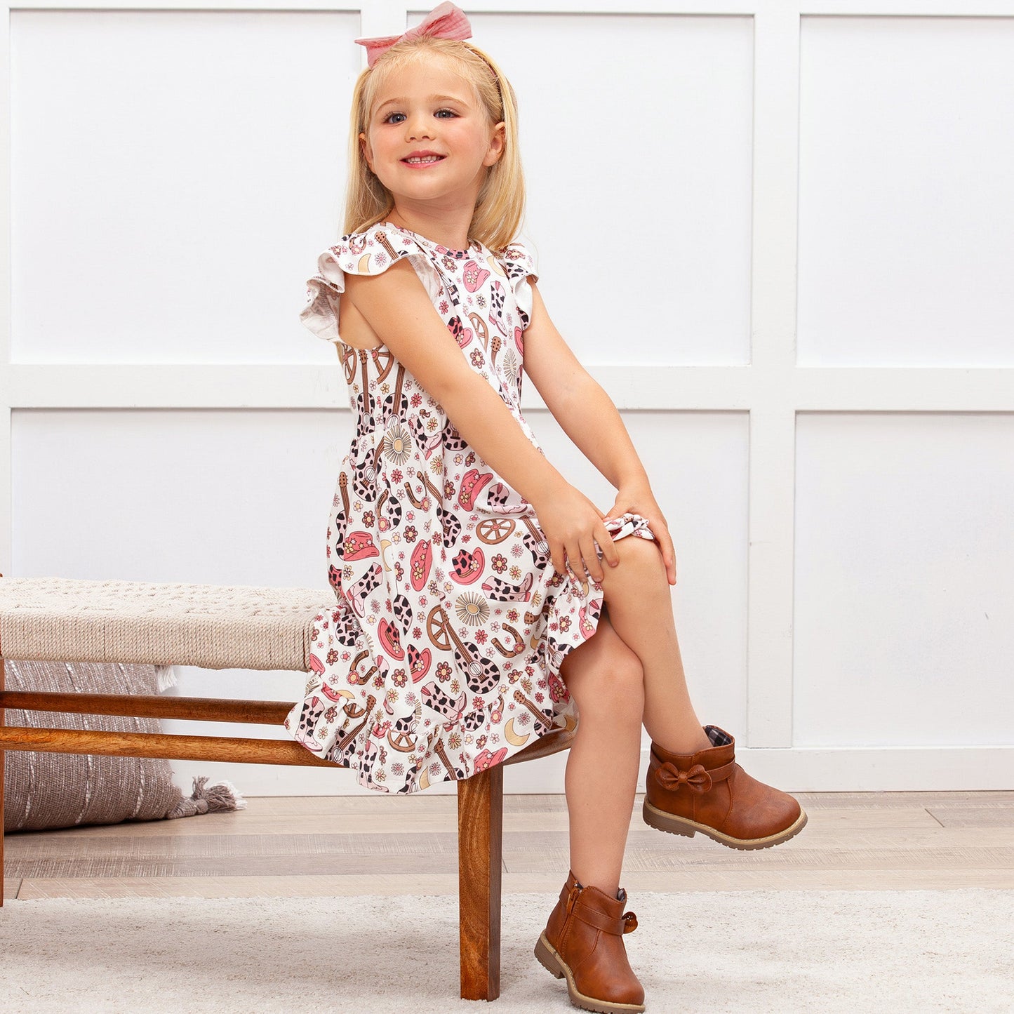 Cowgirl Cutie Bamboo Western Guitar Twirl Dress