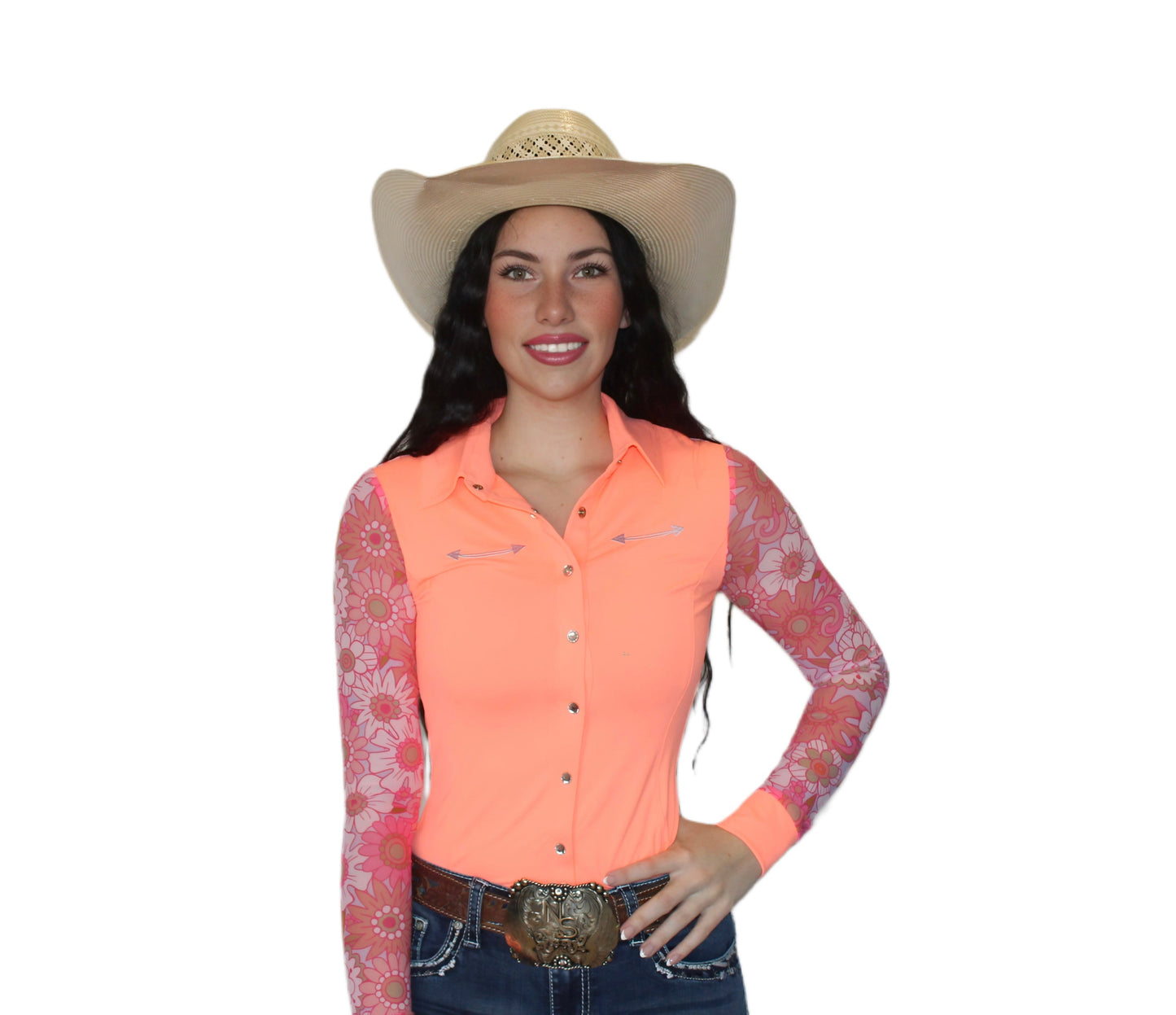 AeroTEQ Wildflower Fever Mesh Pearl Snap Rodeo Shirt